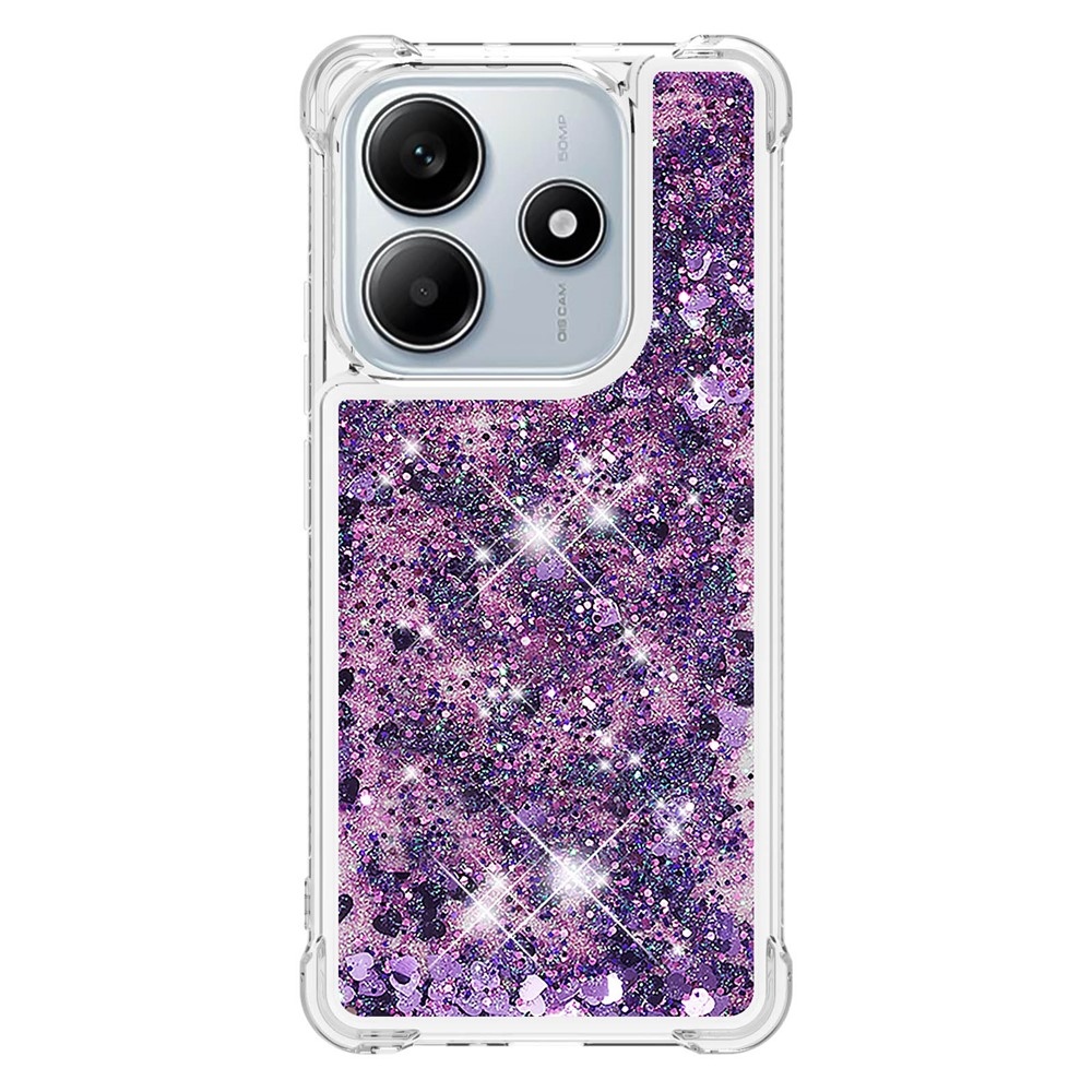 Glitter homokóra zselés tok Xiaomi Redmi Note 14 5G - sötétlila/szív