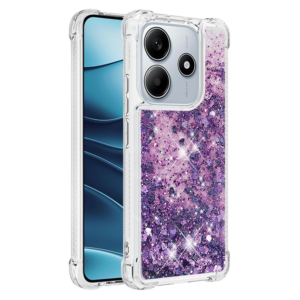 Glitter homokóra zselés tok Xiaomi Redmi Note 14 5G - sötétlila/szív