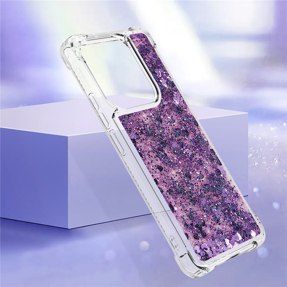 Glitter homokóra zselés tok Xiaomi Redmi Note 14 5G - sötétlila/szív