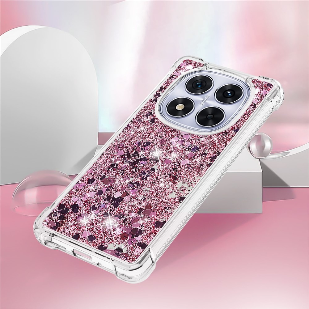 Glitter homokóra zselés tok Xiaomi Redmi Note 14 Pro 5G/Poco X7 5G - rózsaarany/szívecske