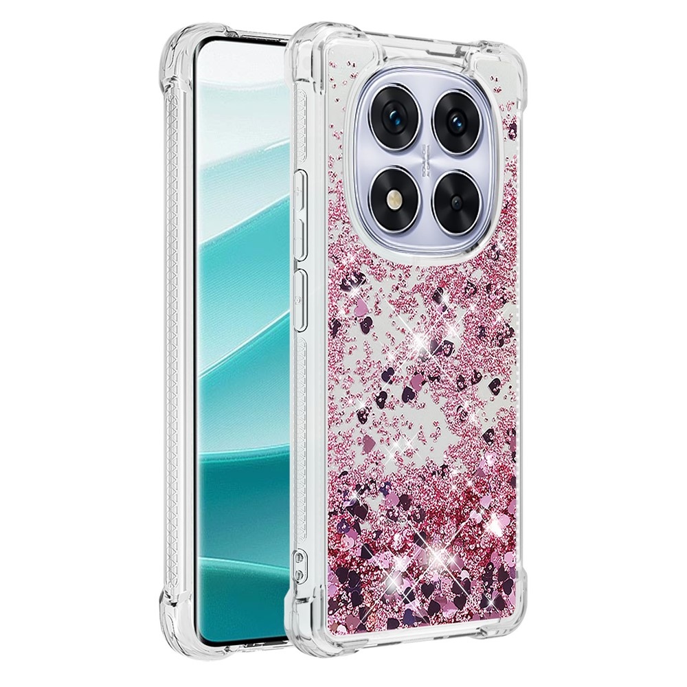 Glitter homokóra zselés tok Xiaomi Redmi Note 14 Pro 5G/Poco X7 5G - rózsaarany/szívecske