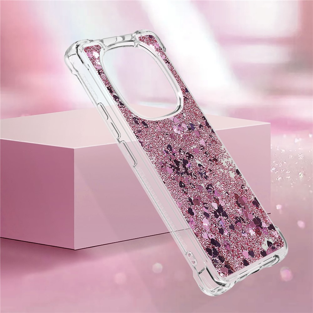 Glitter homokóra zselés tok Xiaomi Redmi Note 14 Pro 5G/Poco X7 5G - rózsaarany/szívecske
