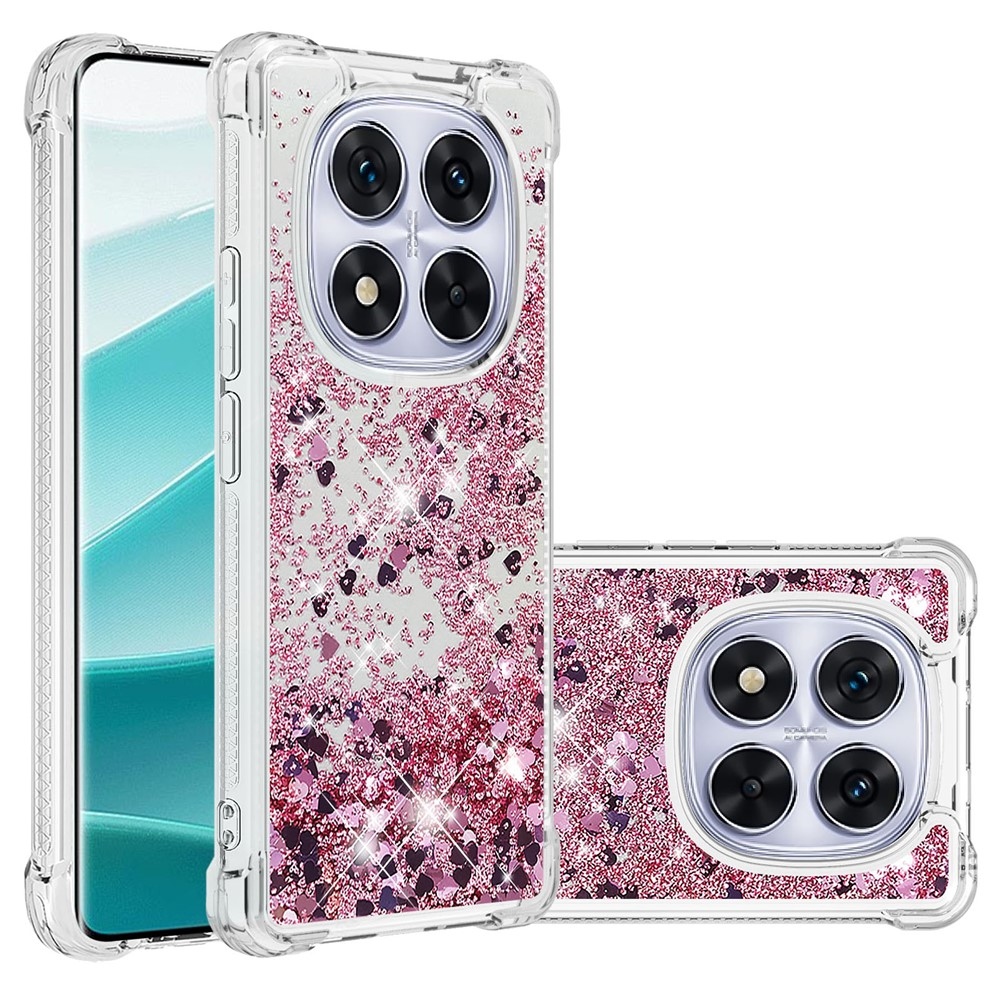 Glitter homokóra zselés tok Xiaomi Redmi Note 14 Pro 5G/Poco X7 5G - rózsaarany/szívecske