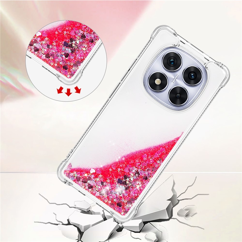 Csillogó homokóra zselés tok Xiaomi Redmi Note 14 Pro 5G/Poco X7 5G - rózsaszín/szívek