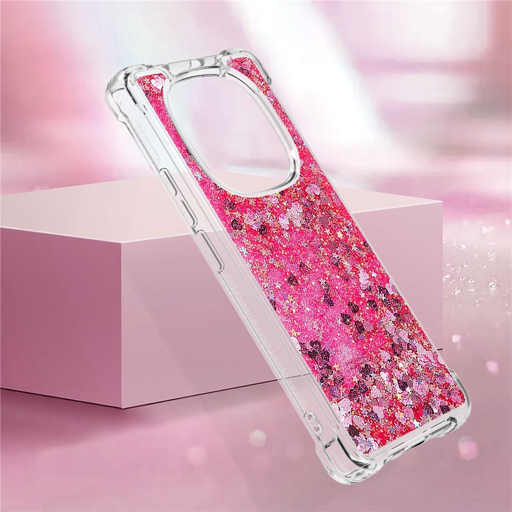 Csillogó homokóra zselés tok Xiaomi Redmi Note 14 Pro 5G/Poco X7 5G - rózsaszín/szívek