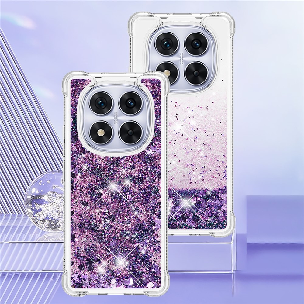 Glitter homokóra zselés tok Xiaomi Redmi Note 14 Pro 5G/Poco X7 5G - sötétlila/szív