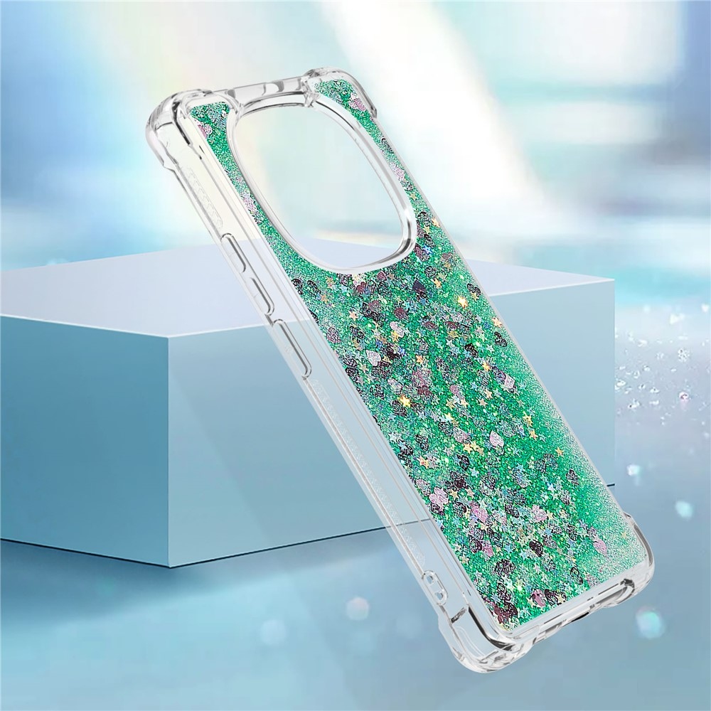Glitter homokóra zselés tok Xiaomi Redmi Note 14 Pro 5G/Poco X7 5G - zöld/szív