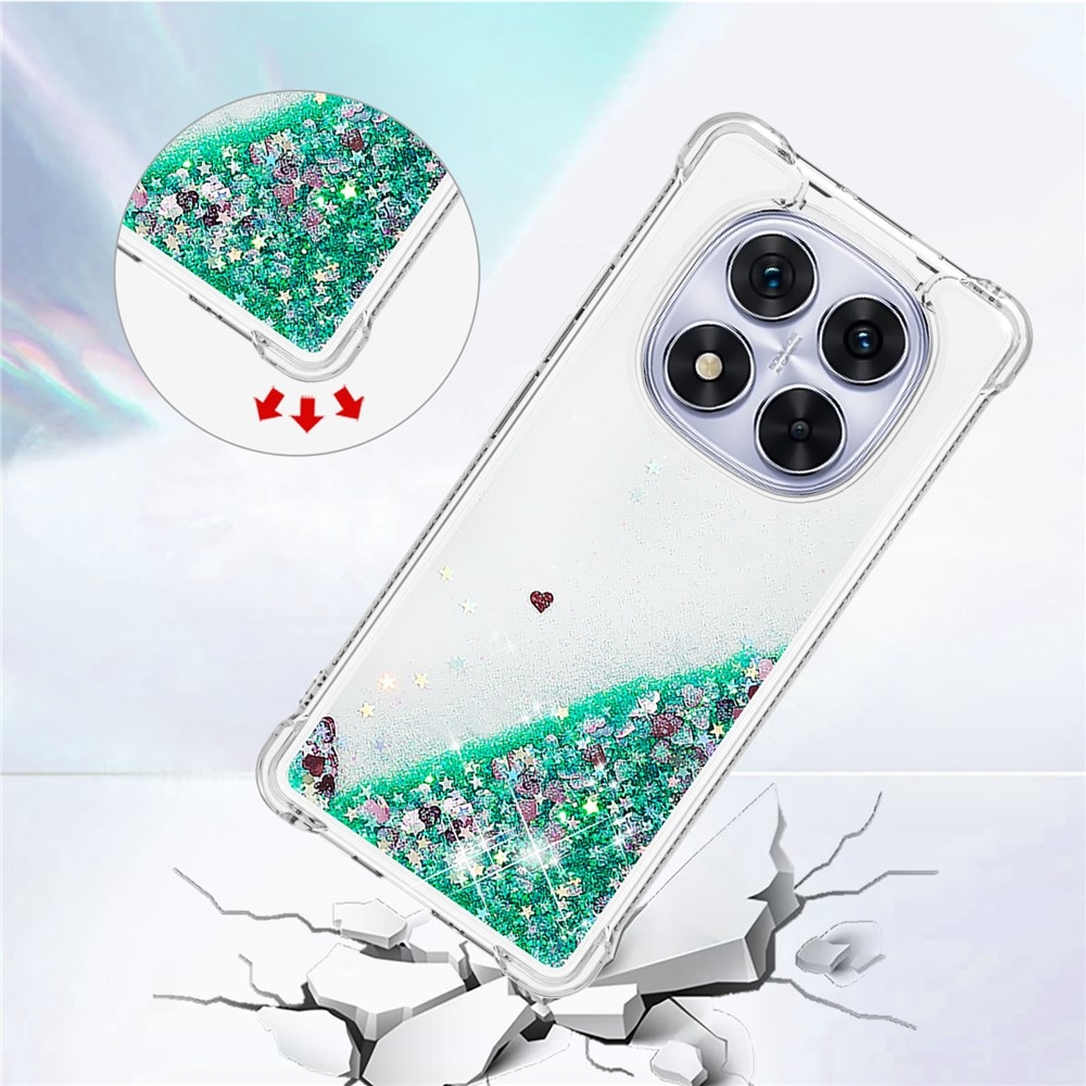 Glitter homokóra zselés tok Xiaomi Redmi Note 14 Pro 5G/Poco X7 5G - zöld/szív
