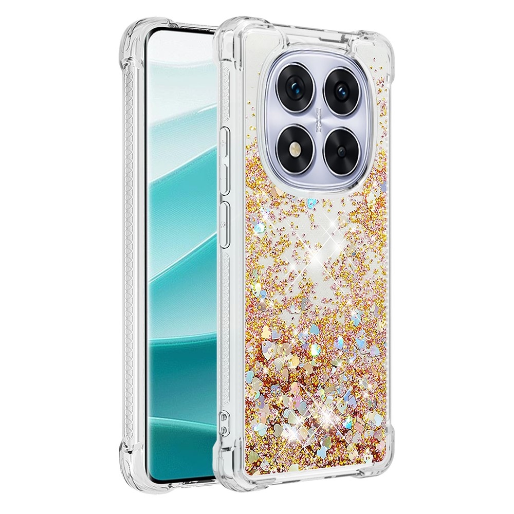 Csillogó homokóra zselés tok Xiaomi Redmi Note 14 Pro 5G/Poco X7 5G - arany/szív