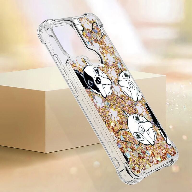 Glitter homokóra tok Xiaomi Redmi A1+/A2+ - fekete és fehér kölyökkutyához