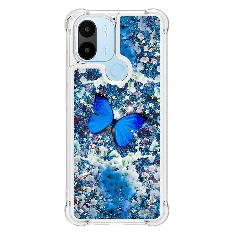 Csillogó homokóra tok Xiaomi Redmi A1+/A2+ - kék pillangóhoz