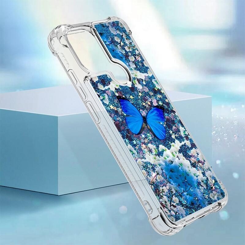 Csillogó homokóra tok Xiaomi Redmi A1+/A2+ - kék pillangóhoz