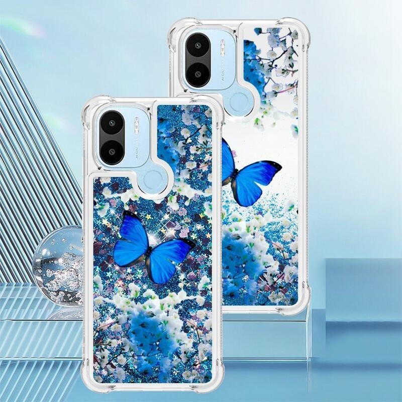 Csillogó homokóra tok Xiaomi Redmi A1+/A2+ - kék pillangóhoz