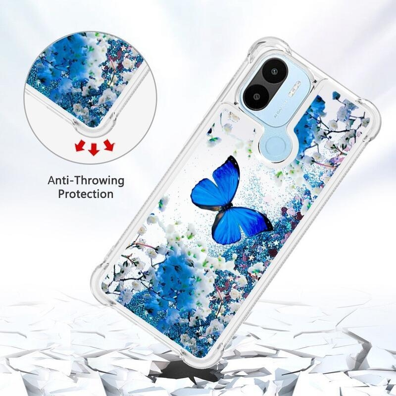 Csillogó homokóra tok Xiaomi Redmi A1+/A2+ - kék pillangóhoz