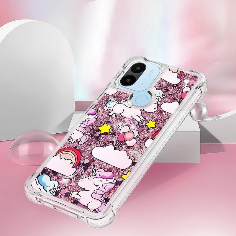 Csillogó homokóra tok Xiaomi Redmi A1+/A2+ - rózsaszín egyszarvúhoz