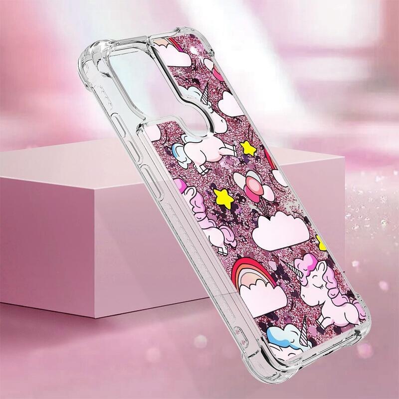 Csillogó homokóra tok Xiaomi Redmi A1+/A2+ - rózsaszín egyszarvúhoz