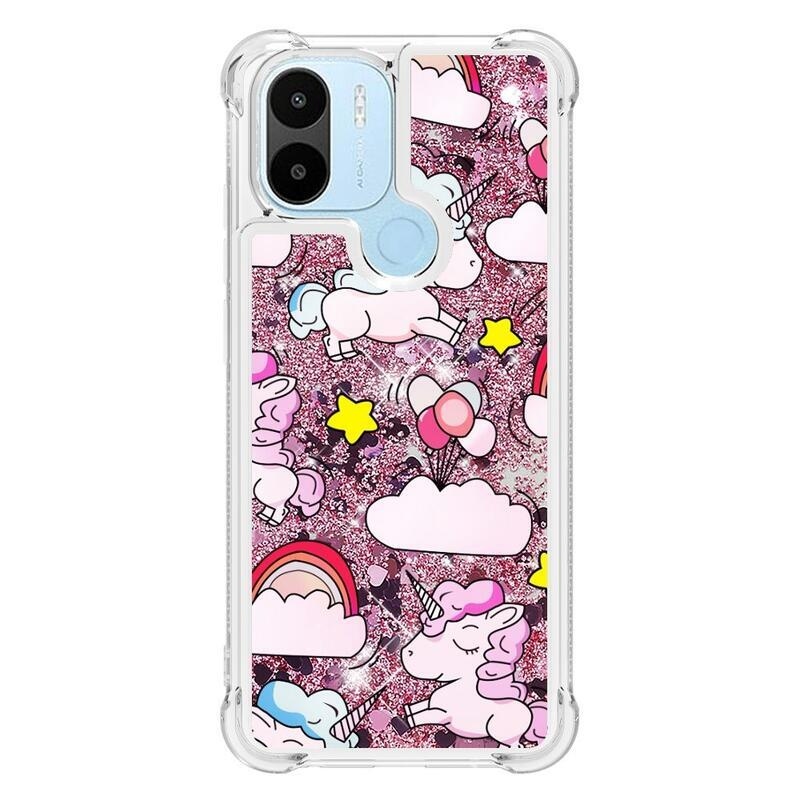 Csillogó homokóra tok Xiaomi Redmi A1+/A2+ - rózsaszín egyszarvúhoz