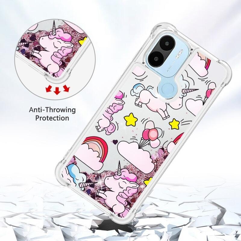 Csillogó homokóra tok Xiaomi Redmi A1+/A2+ - rózsaszín egyszarvúhoz