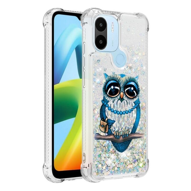 Glitter homokóra hüvely a Xiaomi Redmi A1+/A2+ készülékhez - bagoly