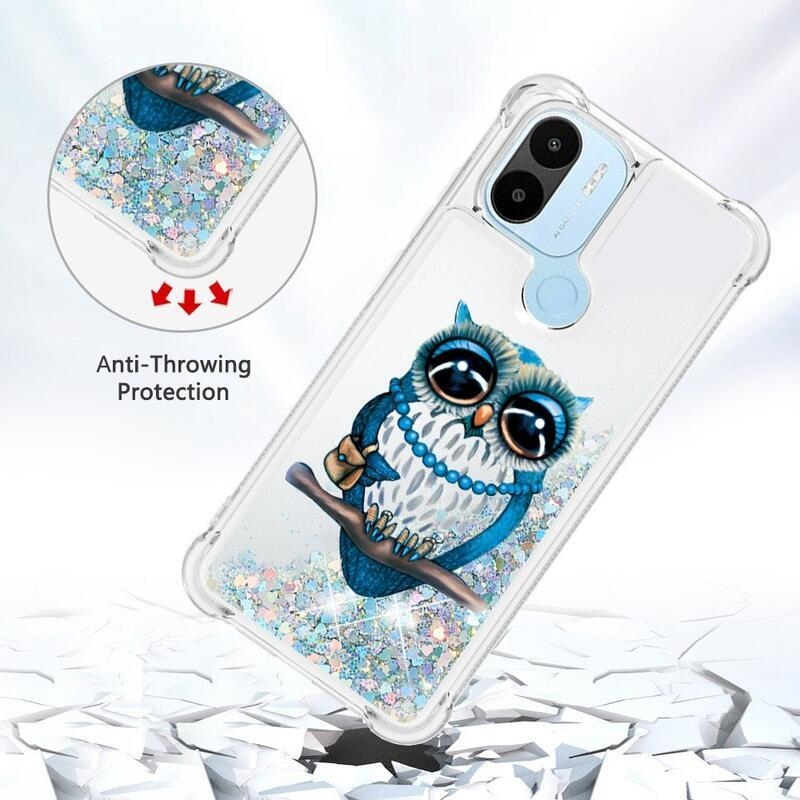 Glitter homokóra hüvely a Xiaomi Redmi A1+/A2+ készülékhez - bagoly