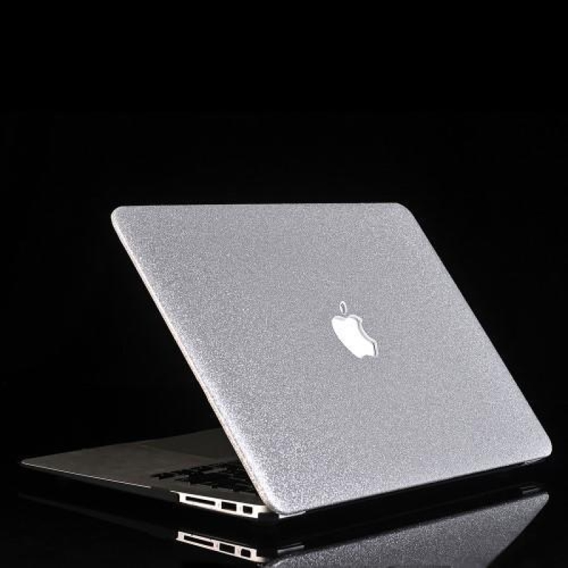 Csillogó, kétrészes PU bőr/műanyag tok MacBook Air 13.3 készülékhez - ezüst színű