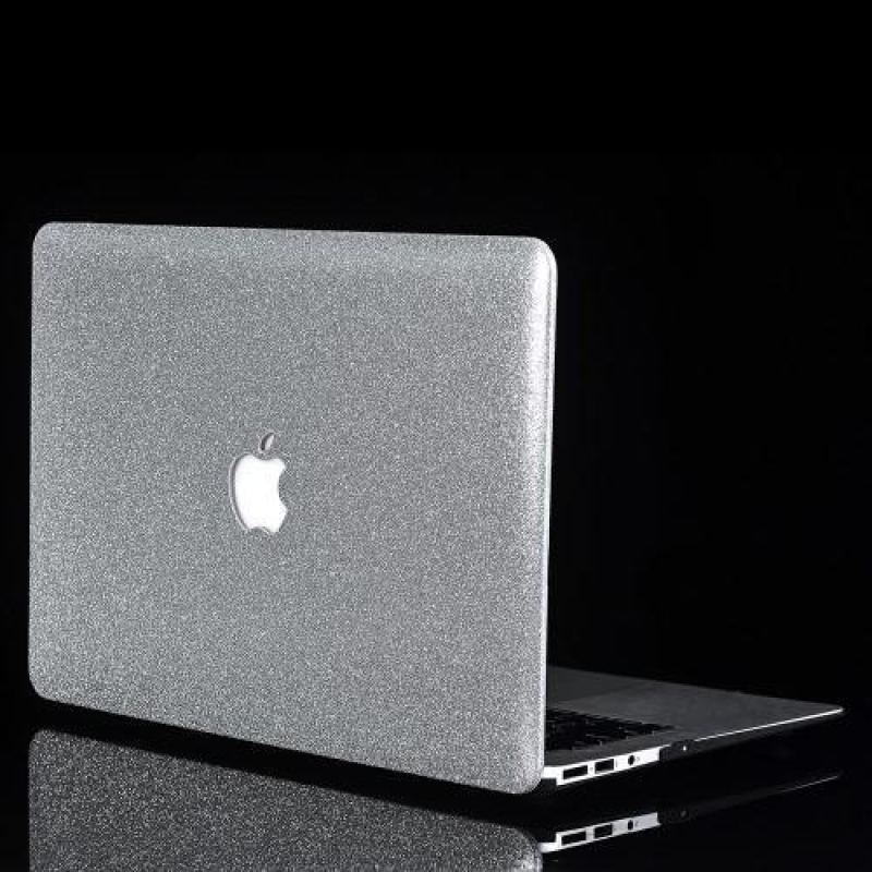 Csillogó, kétrészes PU bőr/műanyag tok MacBook Air 13.3 készülékhez - ezüst színű