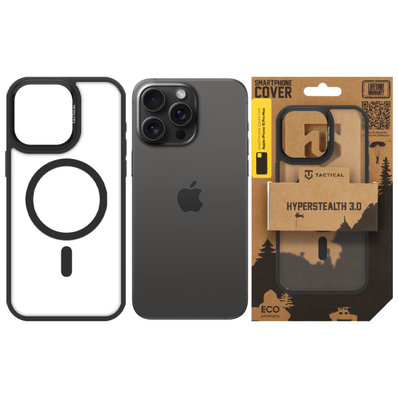 Tactical MagForce Hyperstealth 3.0 tok az Apple iPhone 15 Pro Max készülékhez, Asphalt színben
