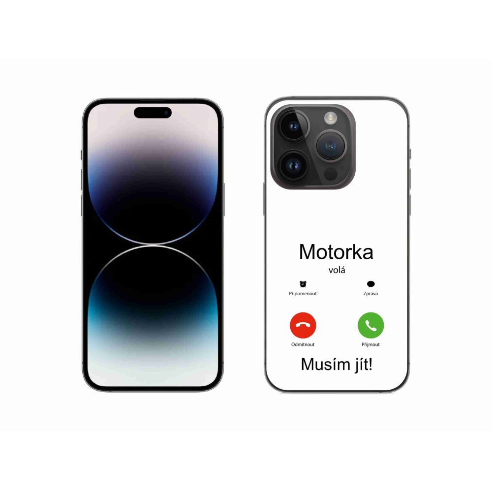 Gél borítás mmCase iPhone 14 Pro 6.1 készülékhez - motoros hívások fehér háttérrel