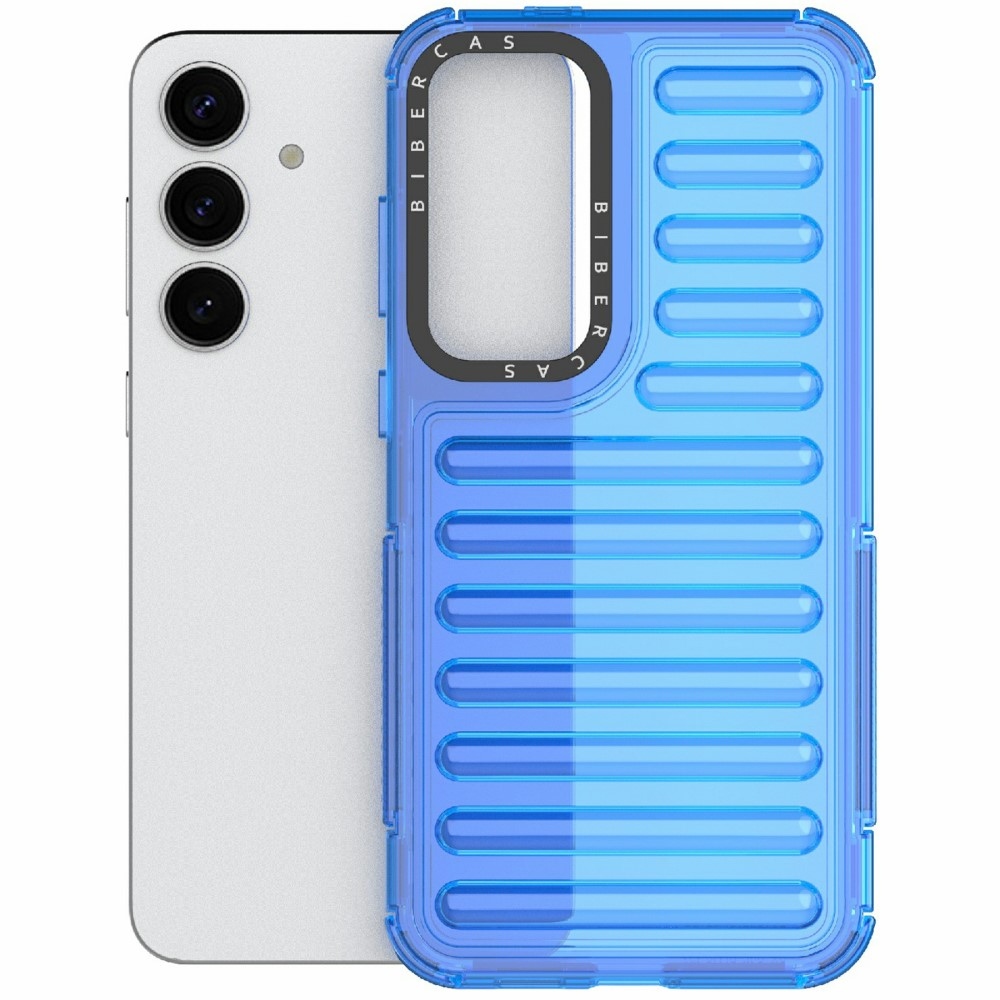 Csíkos tartós borító Samsung Galaxy S25+ készülékhez - kék