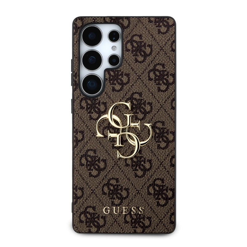 Guess PU 4G fém logós hátlap Samsung Galaxy S25 Ultra Brownhoz