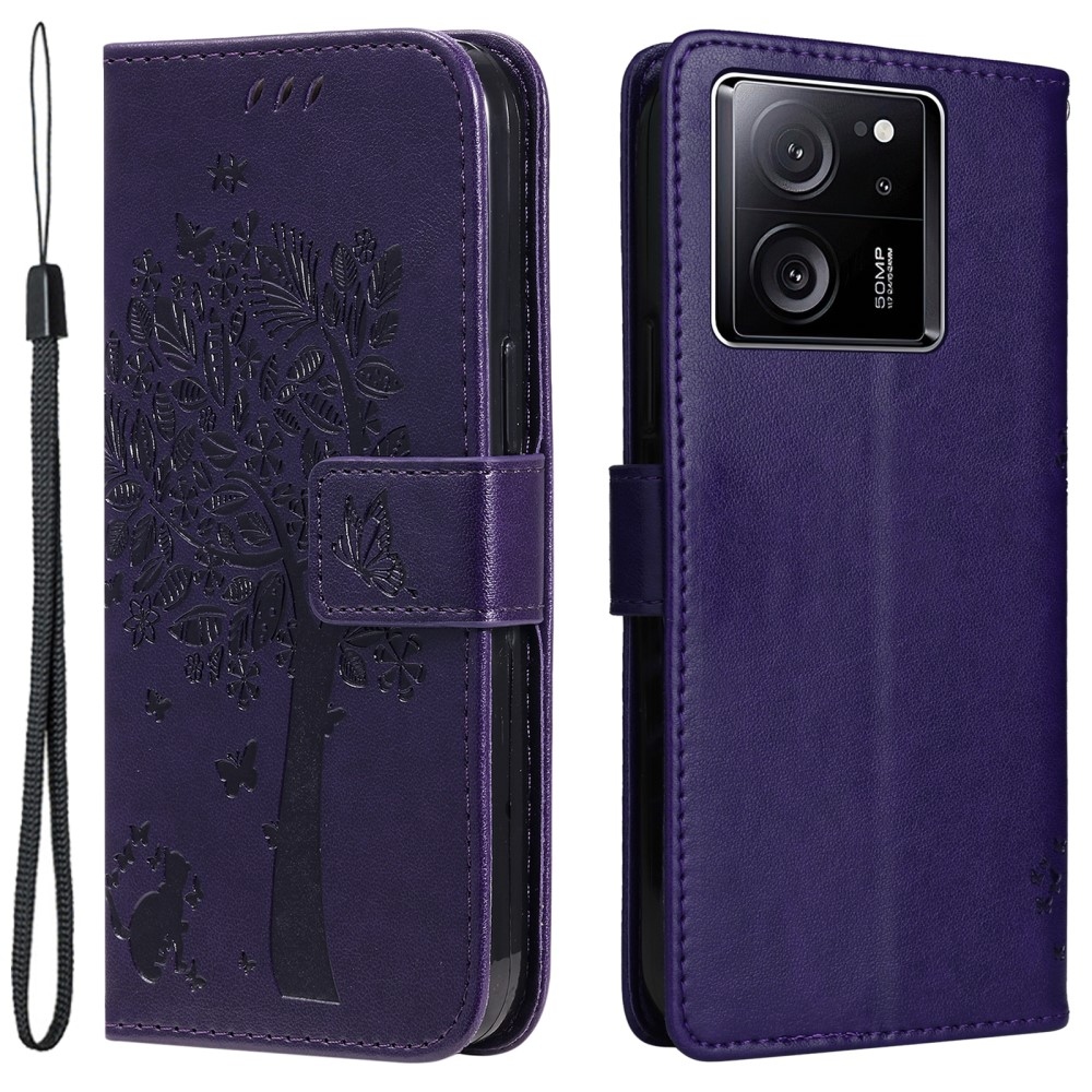 Fa könyv tok Xiaomi 13T/13T Pro - sötét lila