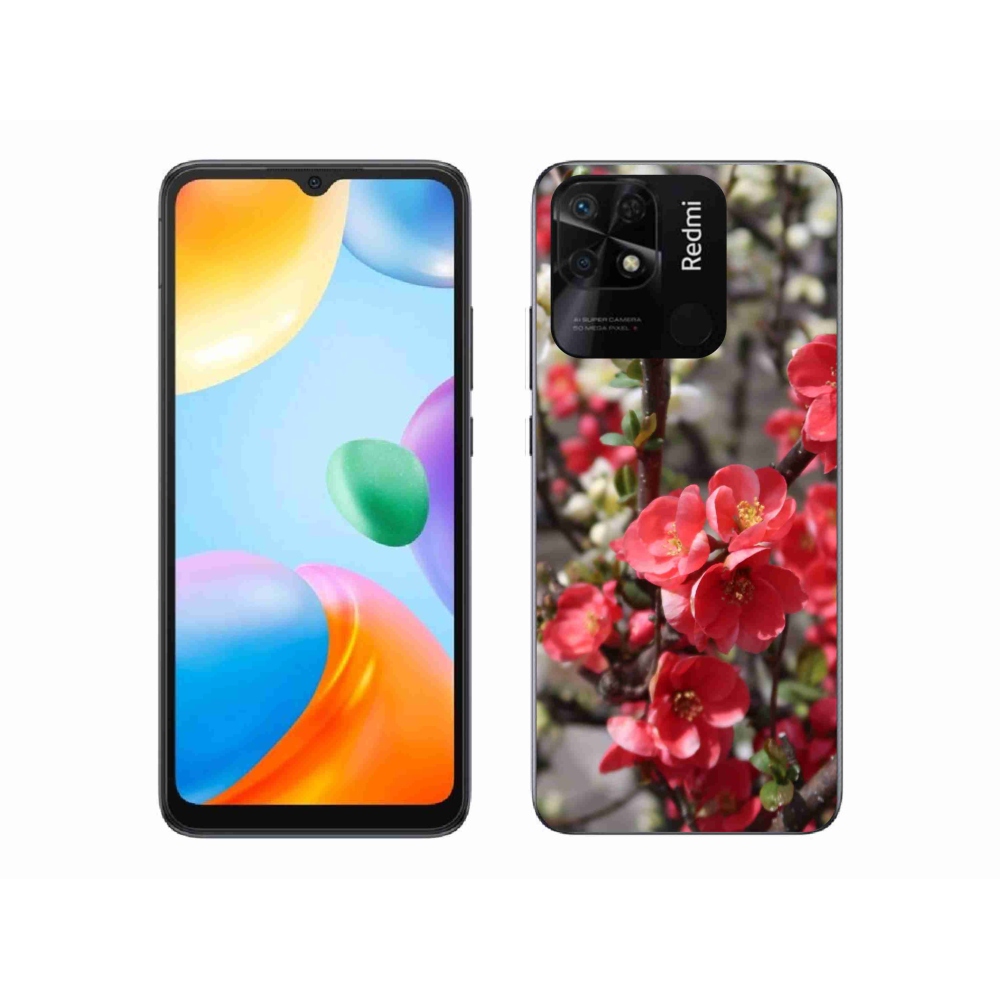 Gél borítás mmCase a Xiaomi Redmi 10C-hez - piros virágok