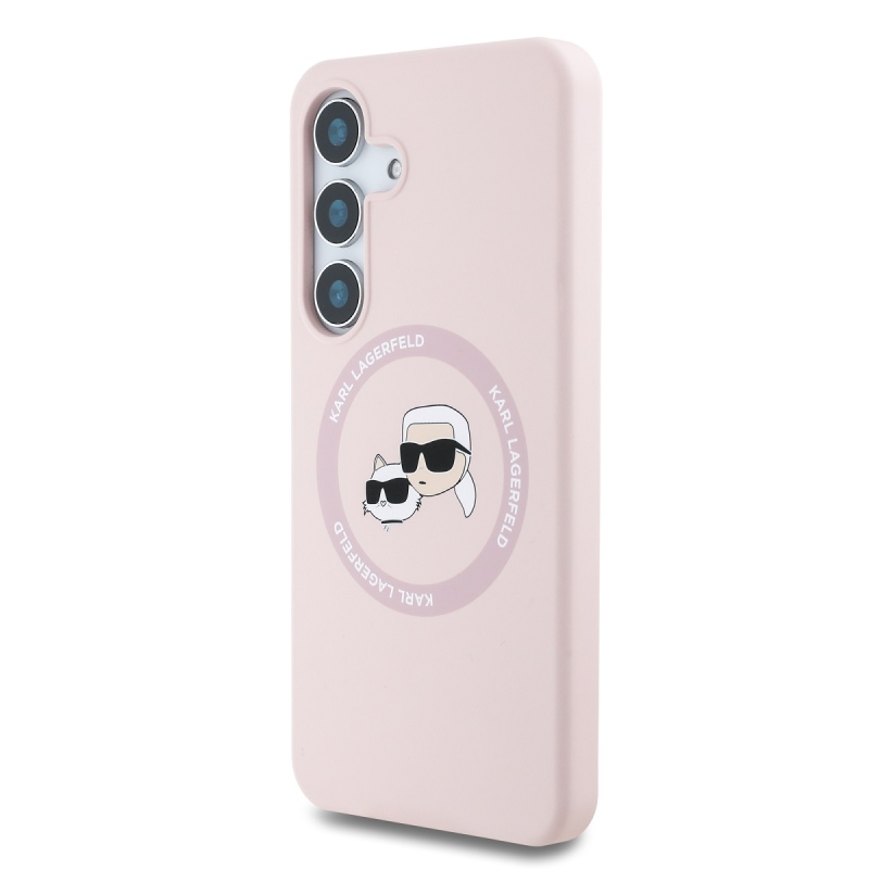 Karl Lagerfeld Liquid Silicone K&CH Heads MagSafe hátlap Samsung Galaxy S25+ rózsaszínű borító