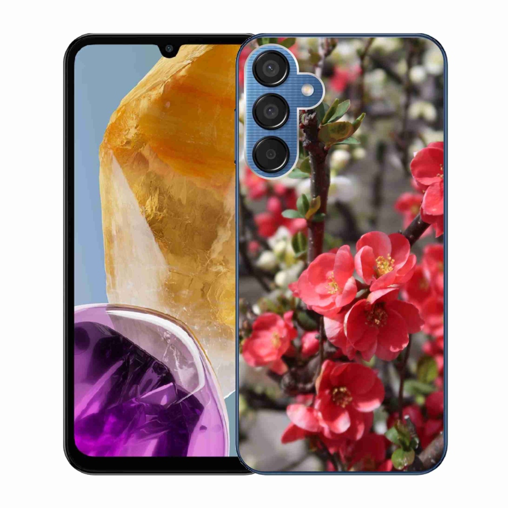Gél védőhuzat mmCase Samsung Galaxy M15 5G - piros virágok