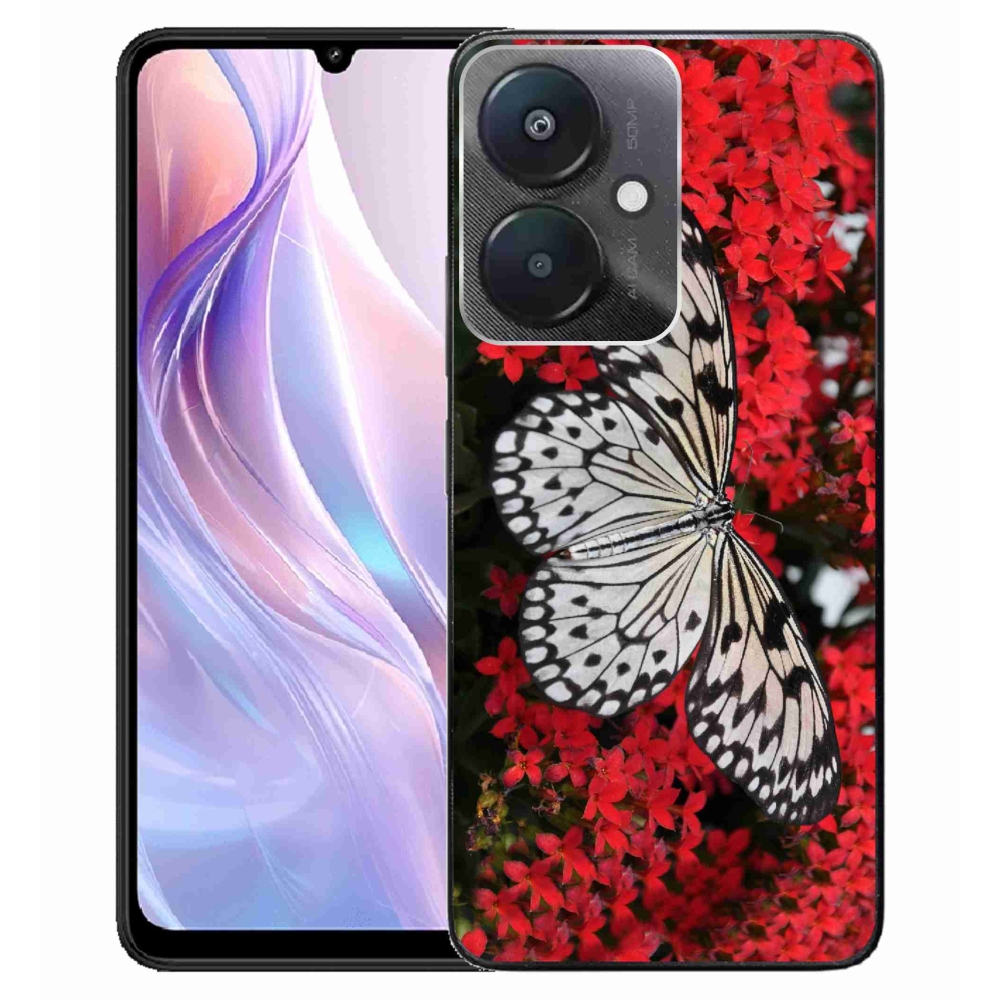 Gél borítás mmCase a Xiaomi Redmi 13C 5G-hez - fekete és fehér pillangó 1