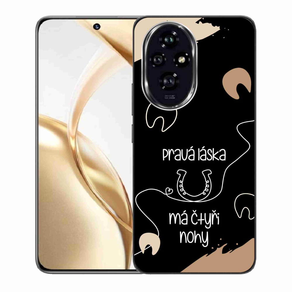 Zselés borító mmCase a Honor 200 5G készülékhez - ló motívum fekete háttérrel