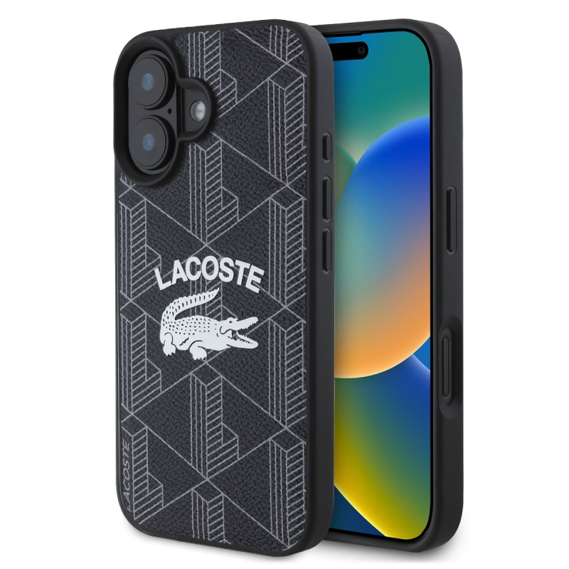 Lacoste Blend Monogram MagSafe hátlap iPhone 16-hoz Fekete
