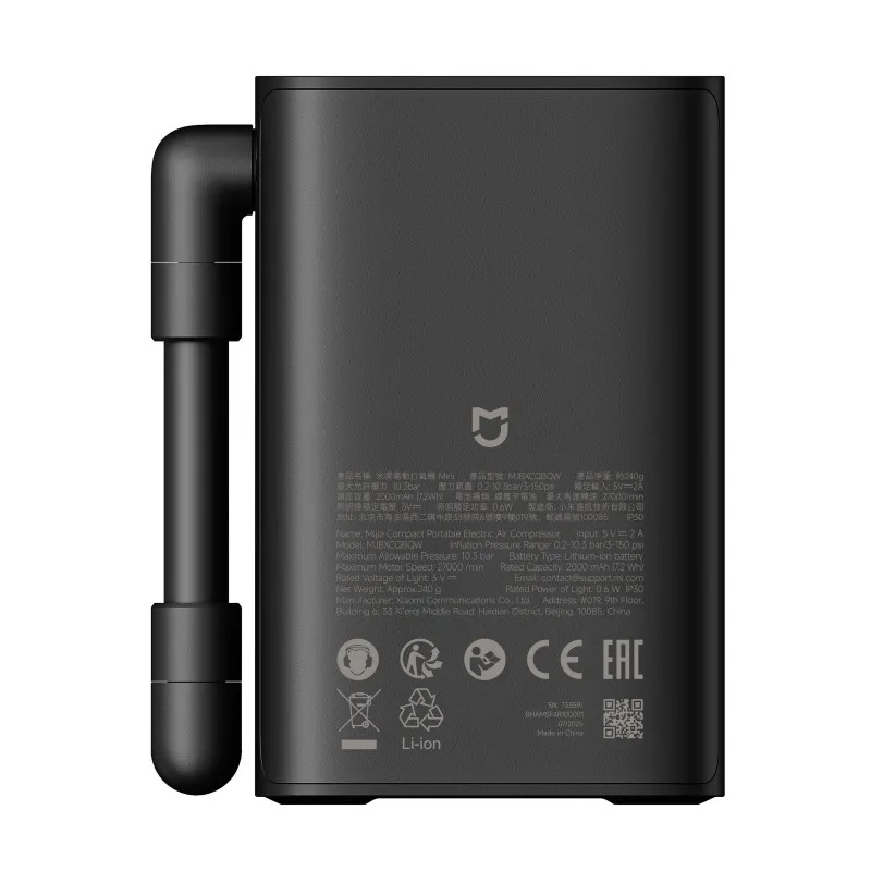 Xiaomi Mijia hordozható elektromos légkompresszor, fekete
