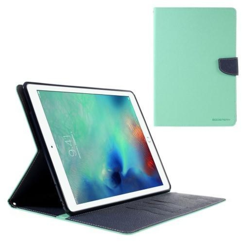 Goos felpattintható PU bőr tok állvány funkcióval Pro 9.7 - cián színű