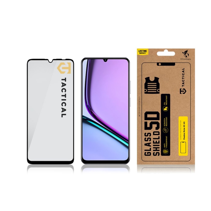 Taktikai üvegpajzs 5D üveg a Realme Note 60 4G Fekete számára