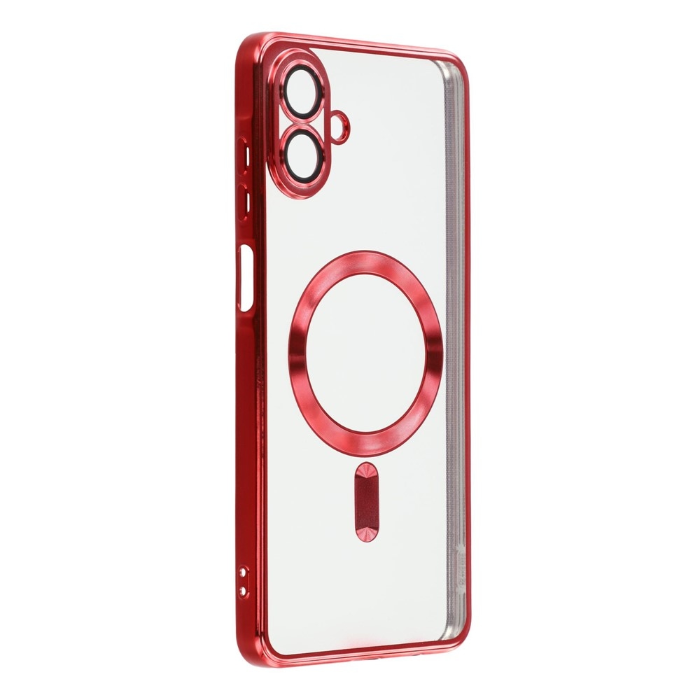 Átlátszó tok kameravédelemmel és MagSafe támogatással Samsung Galaxy A07 4G készülékhez - piros színű