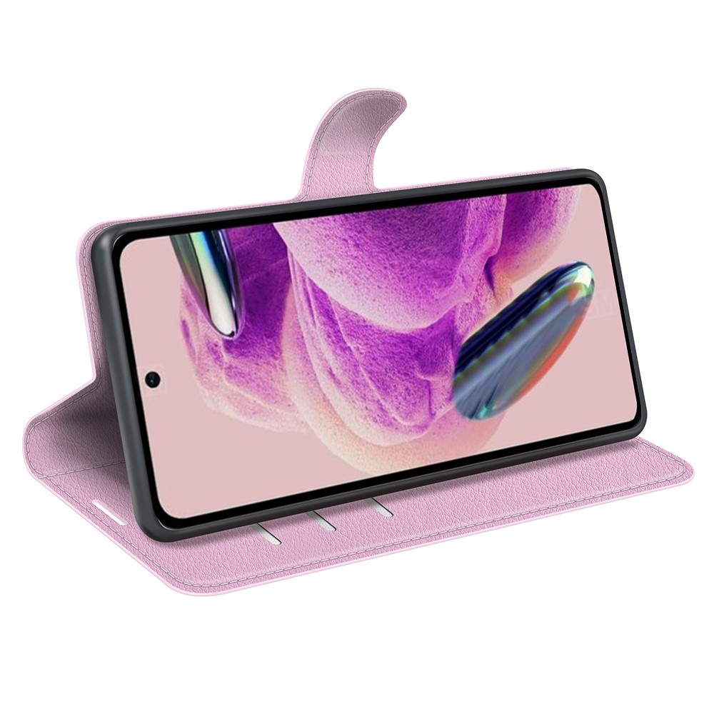 Litchi könyv tok Xiaomi Redmi Note 12S-hez - rózsaszínű