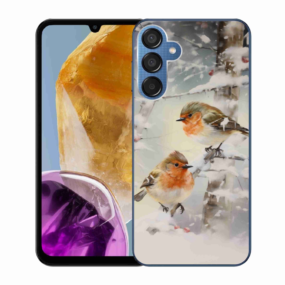 Gél borítás mmCase Samsung Galaxy M15 5G - madarak télen - Samsung Galaxy M15 5G - madarak télen