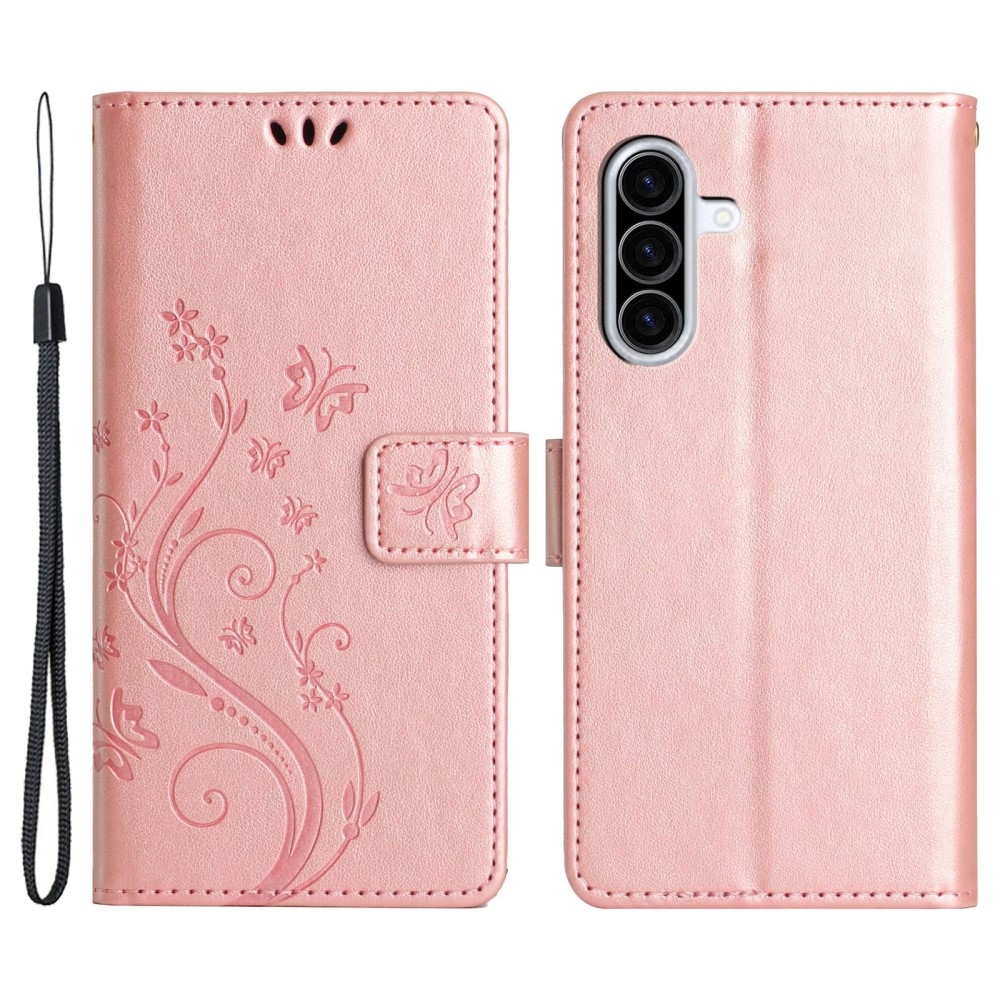 Virágok könyv tok Samsung Galaxy A26 5G - rózsa arany