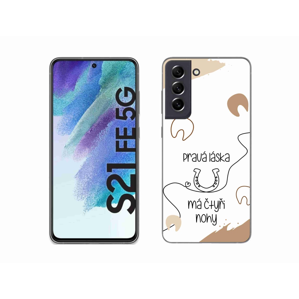 Gél borítás mmCase Samsung Galaxy S21 FE 5G - ló motívum fehér háttérrel