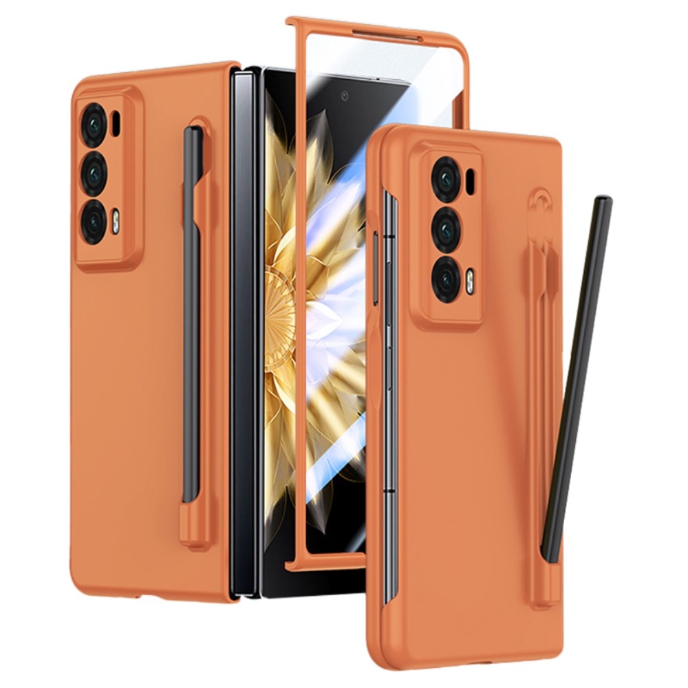 Műanyag tok képernyővédővel + tollal Honor Magic V2-hez - narancssárga