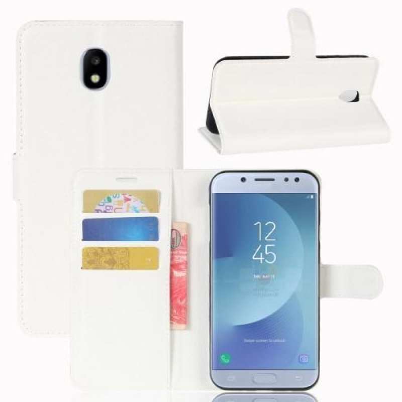 Szemcsés könyv tok Samsung Galaxy J3 (2017) - fehér