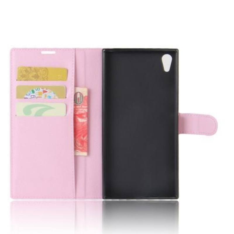 Szemcsés PU bőr tok Sony Xperia XA1 Ultra készülékhez - rózsaszín