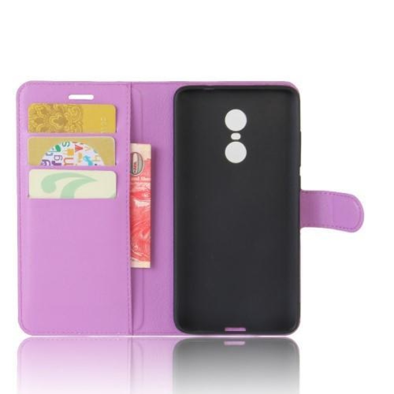 Szemcsés PU bőr tok Xiaomi Redmi Note 4X - lila