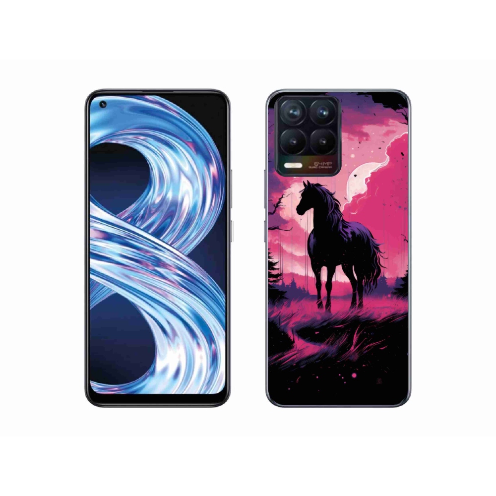 Gél borítás mmCase a Realme 8 Pro-hoz - fekete rajzfilm ló 1